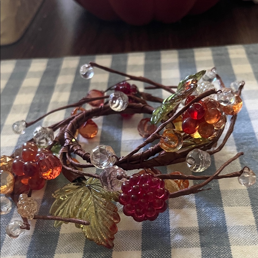 Autumn Beaded candle ring small gently used